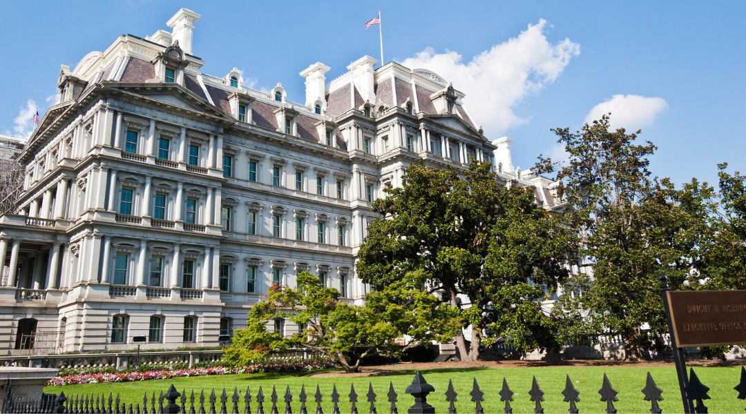 Creative Commons-licensed exterior photo of the Eisenhower Executive Office Building where the Office of Science, Technology and Policy of the U.S. Federal Government is headquartered. Photo credit: Flickr user freshwater2006. Direct link: https://www.flickr.com/photos/freshwater2006/6507497157/